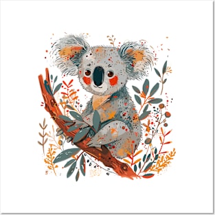 Adorable Koala on Tree Posters and Art